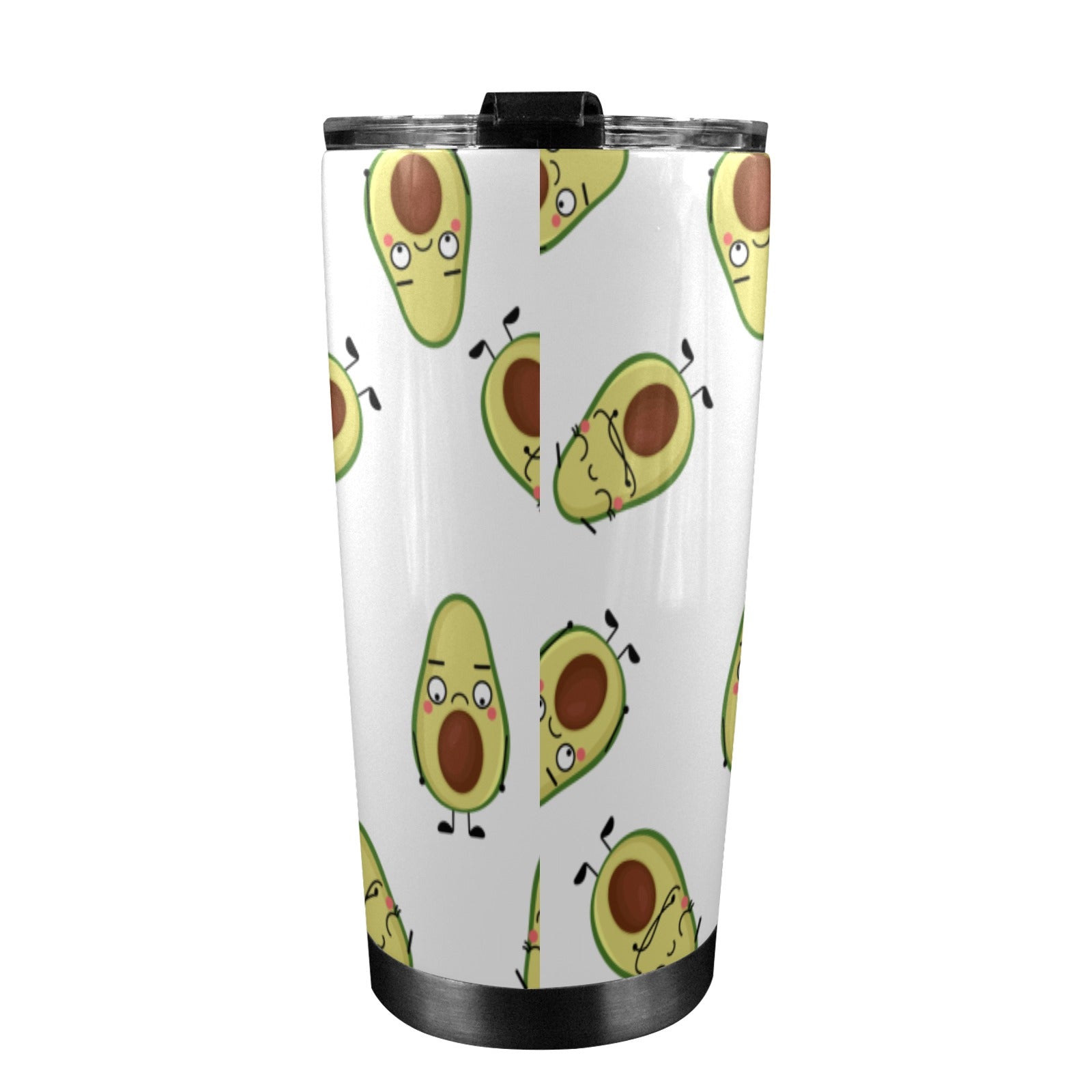 Avocado Characters - 20oz Mobile Tumbler with Lid (Black Lock) 20oz Travel Mug Food Printed Offshore