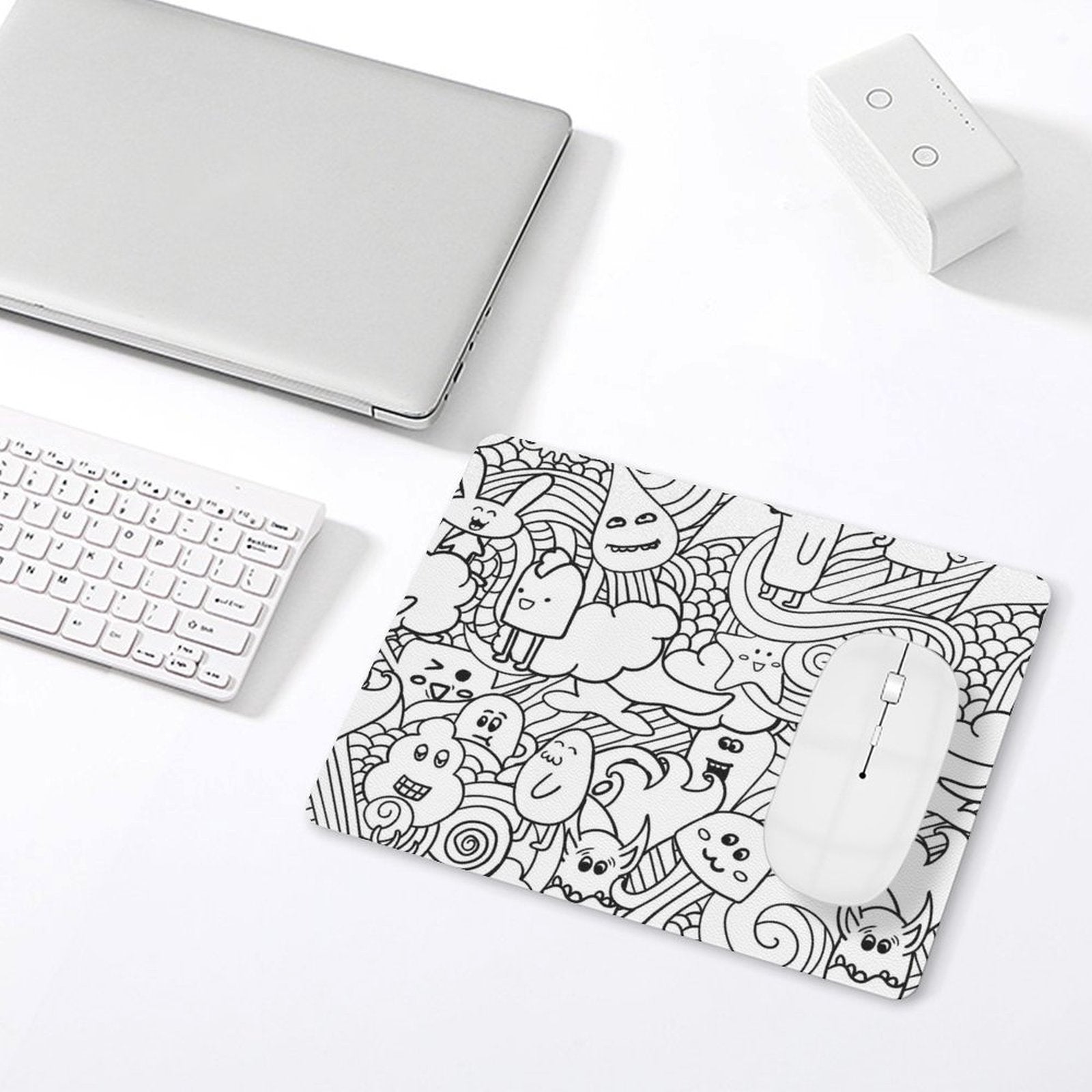 Black And White Creatures - Leather Mouse Pad Leather Mouse Pad Printed Offshore Sci Fi