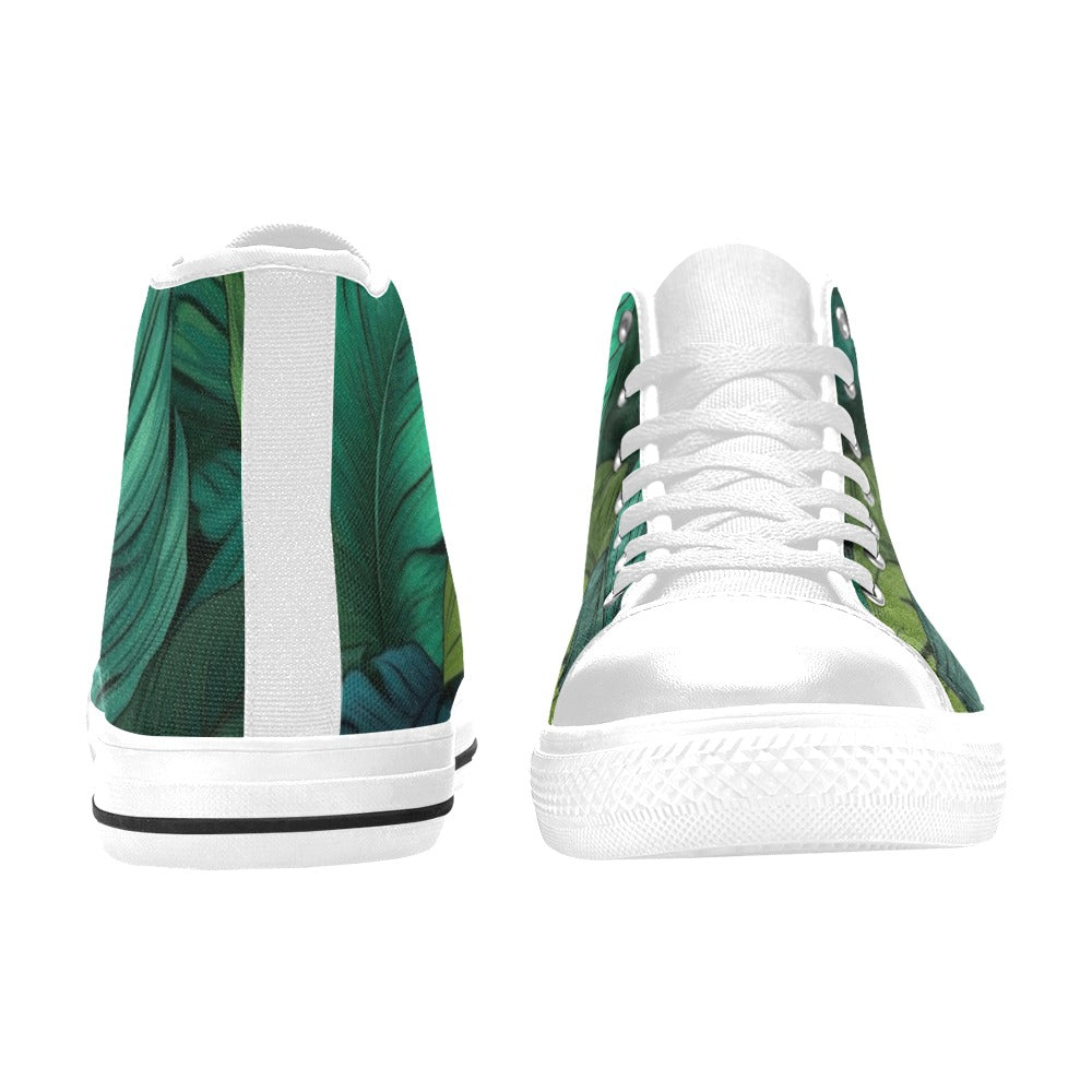Tropical Leaves - Women's High Top Canvas Shoes
