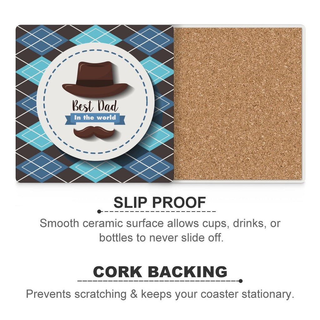 Best Dad In The World - Ceramic Coasters (Square) Ceramic Coasters Dad Printed Offshore