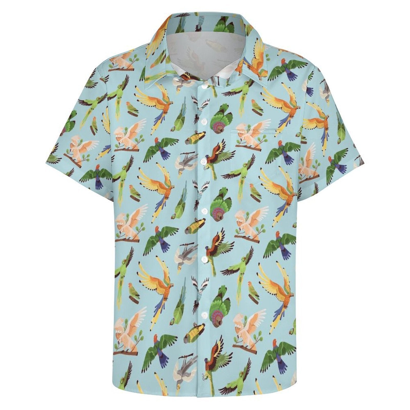 Parrots Women's Short-Sleeve Button Up Shirt Women's Short-Sleeve Button Up Shirt animal Birds Printed Offshore
