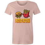 I Only Have Fries For You, Hamburger And Fries - Womens T-shirt Pale Pink Womens T-shirt Food Printed In Australia