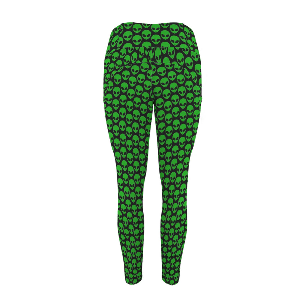 Aliens Women's High Waist Pockets Yoga Leggings Women's High Waist Pockets Yoga Leggings Printed Offshore Sci Fi
