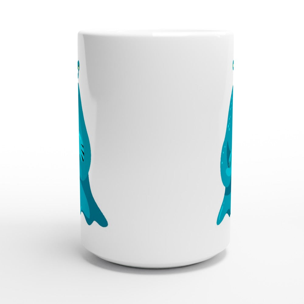 Blue Monster - White 15oz Ceramic Mug 15oz Mug Globally Fulfilled