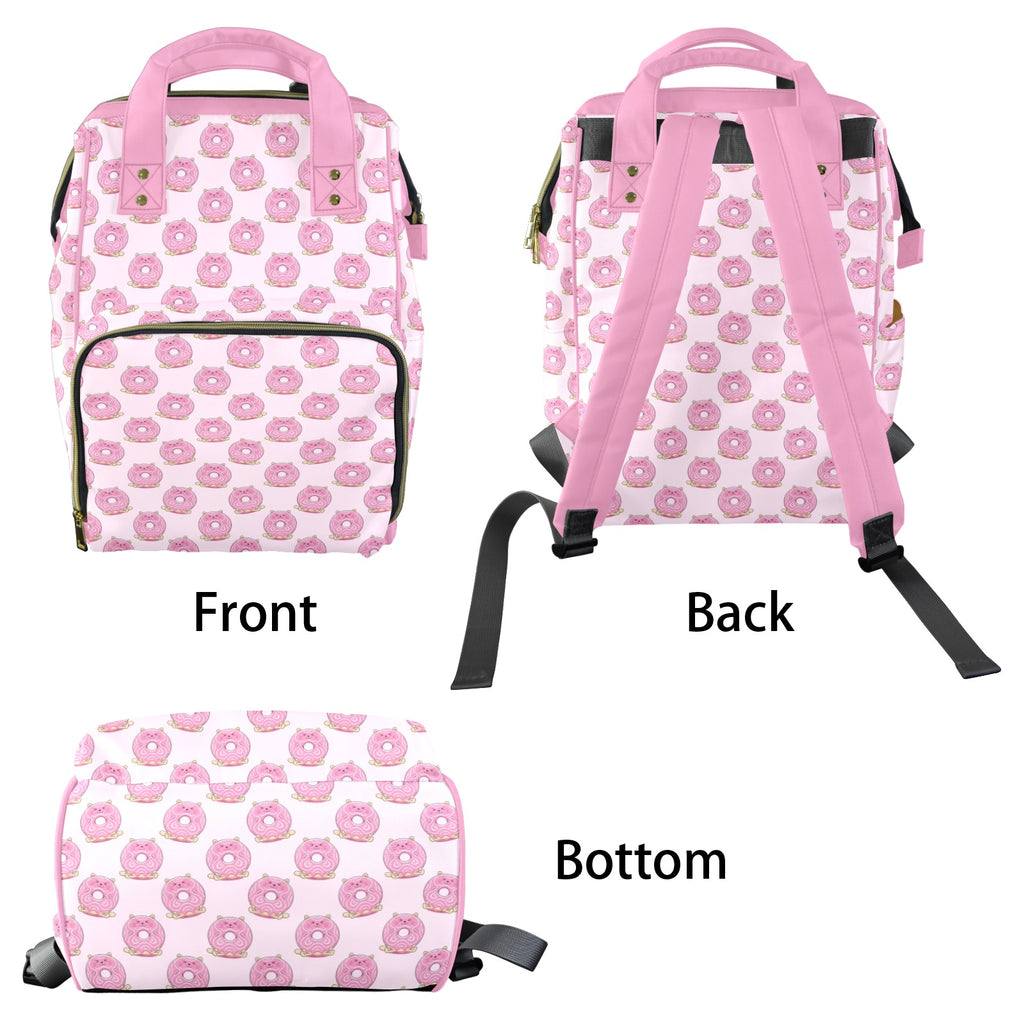 Pink Cat Doughnuts Multi-Function Backpack, Nappy / Diaper Bag Multi-function Backpack, Nappy / Diaper Bag Food Printed Offshore