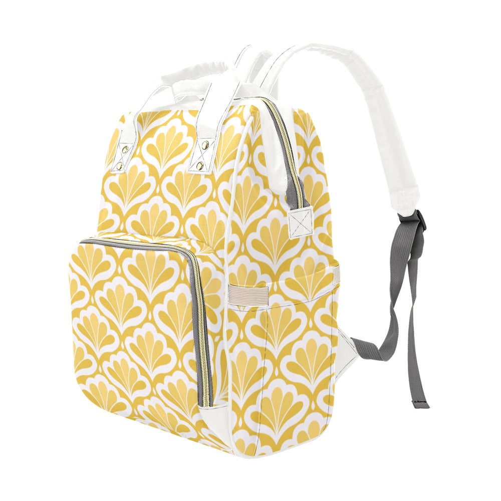 Yellow Pattern - Multi-Function Backpack, Nappy / Diaper Bag