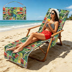 Tropical Comic Book Style Beach Chair Towel Cover with Side Pockets