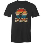 In My Head I'm Playing My Guitar - Mens T-Shirt Black Mens T-shirt Music Printed In Australia