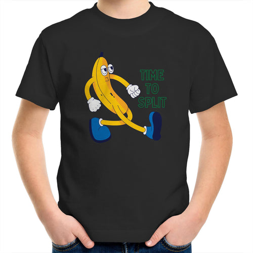 Banana, Time To Split - Kids Youth T-Shirt Black Kids Youth T-shirt Food Funny Printed In Australia