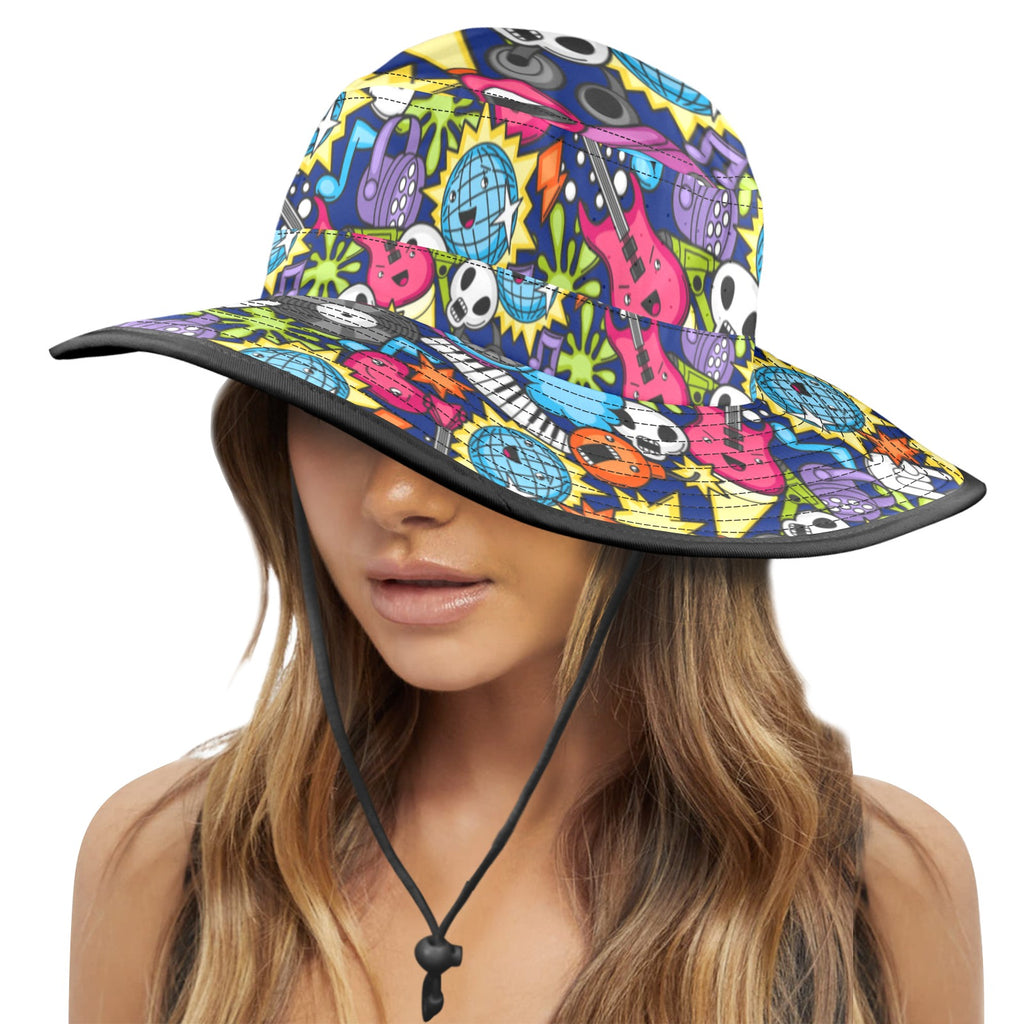 Sticker Music Wide Brim Bucket Hat Wide Brim Bucket Hat Music Printed Offshore