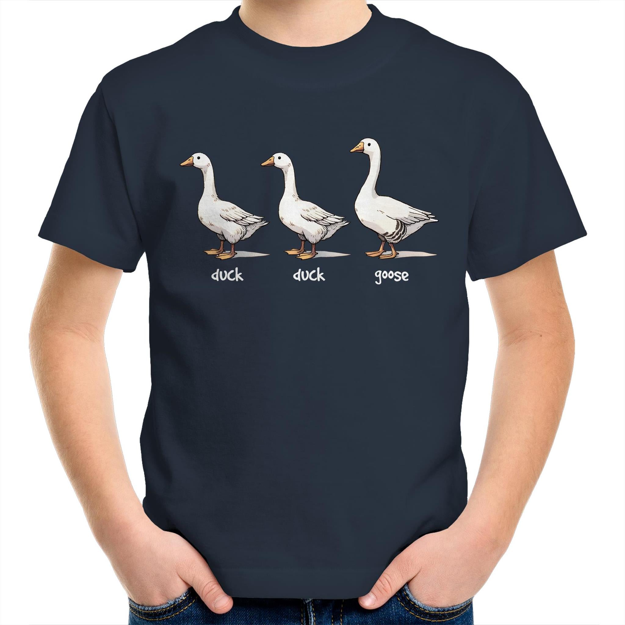Duck Duck Goose - Kids Youth T-Shirt Navy Kids Youth T-shirt animal Games Printed In Australia