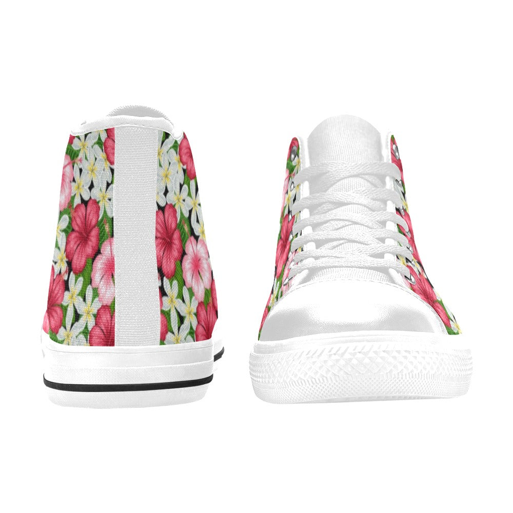 Hibiscus Women's High Top Canvas Shoes Womens Classic High Top Shoes Plants Printed Offshore