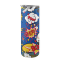 Blue Comic Book 20oz Tall Skinny Tumbler with Lid and Straw One Size 20oz Tall Skinny Tumbler with Lid and Straw Printed Offshore