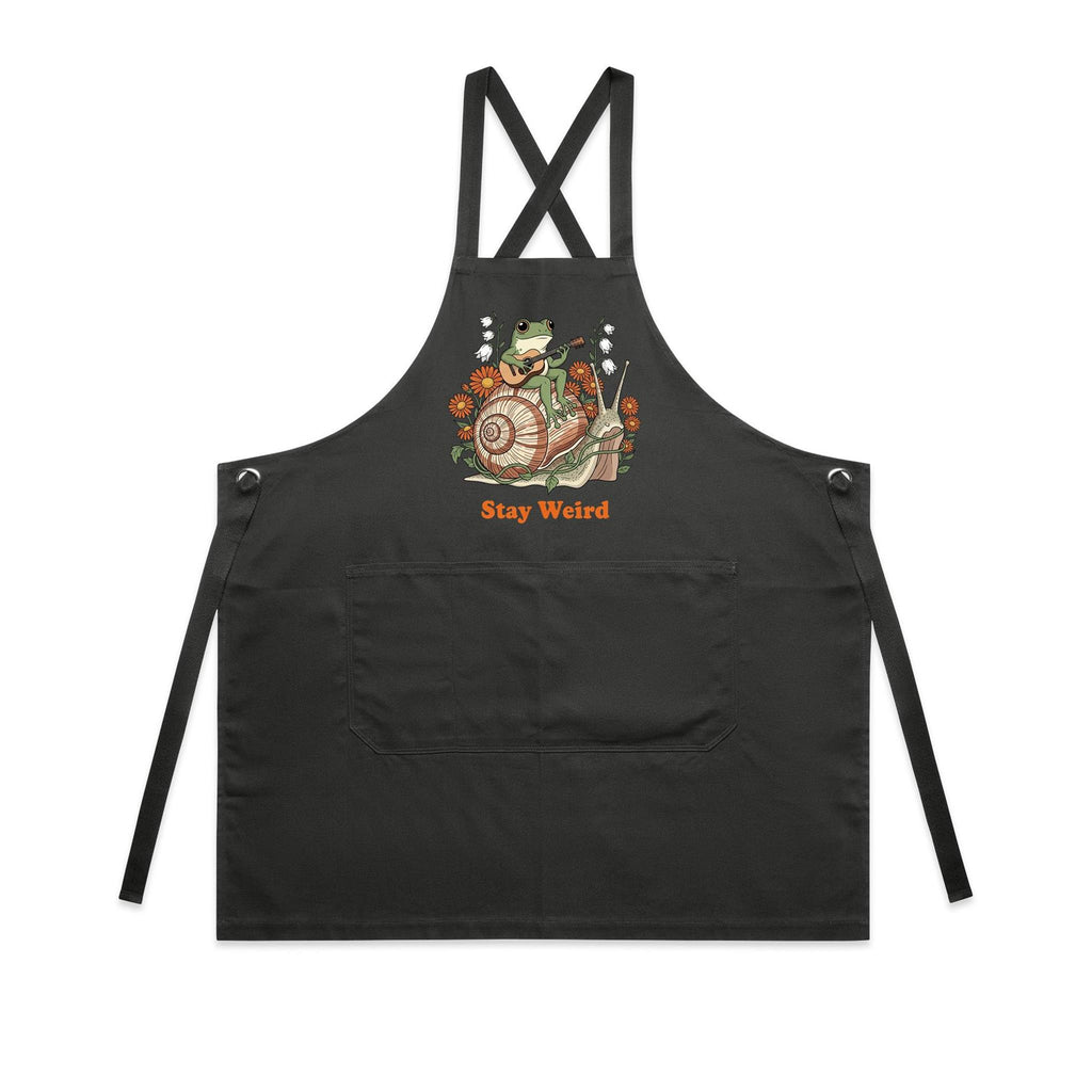 Stay Weird, Guitar Playing Frog On A Snail AS Colour Carrie Apron Coal One Size Apron animal Music Printed In Australia