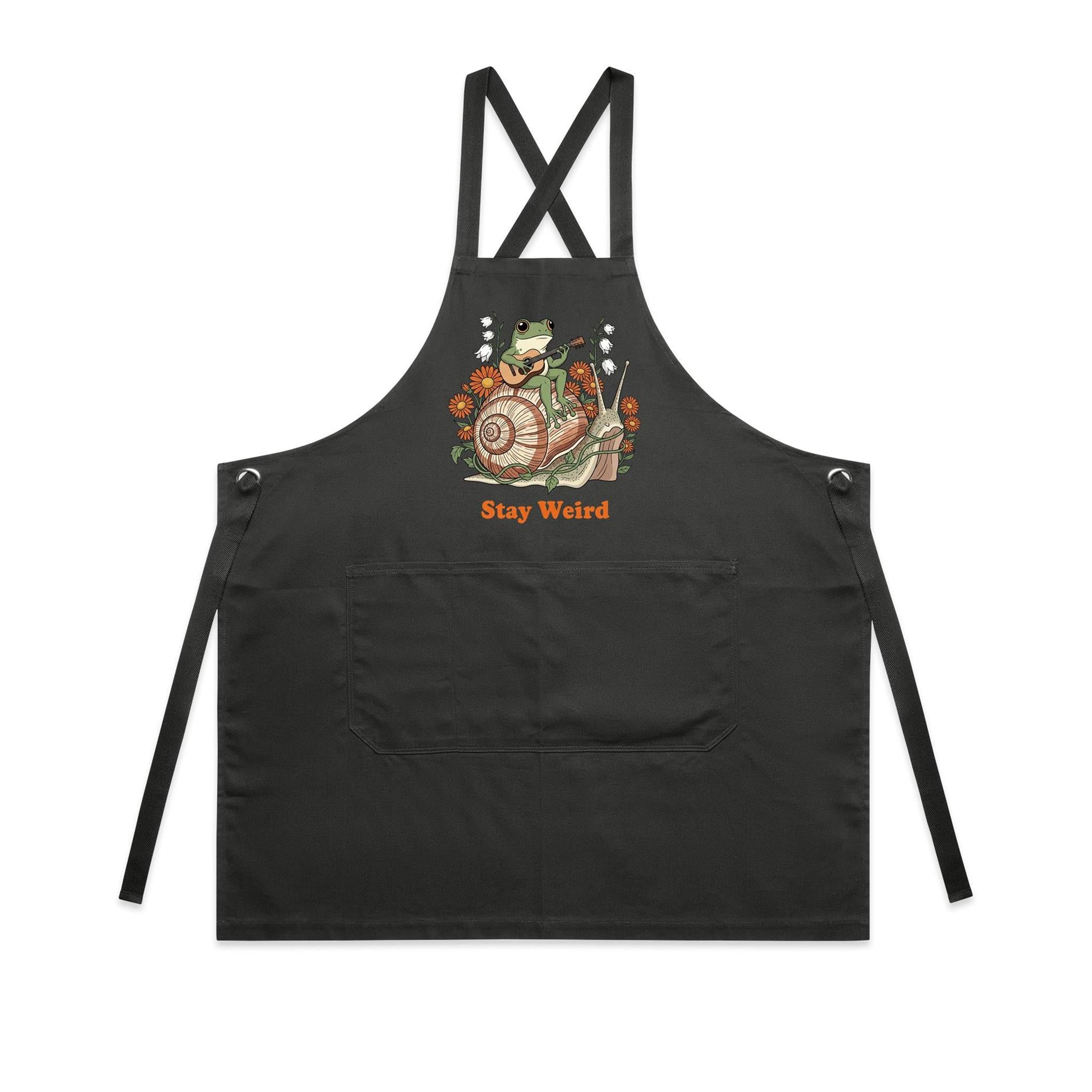 Stay Weird, Guitar Playing Frog On A Snail - AS Colour Carrie Apron