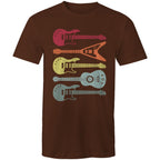 Retro Guitars - Mens T-Shirt Dark Chocolate Mens T-shirt Music Printed In Australia