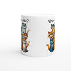 Where Is My Coffee, Cranky Cats - White 11oz Ceramic Mug White 11oz Mug animal Coffee Globally Fulfilled