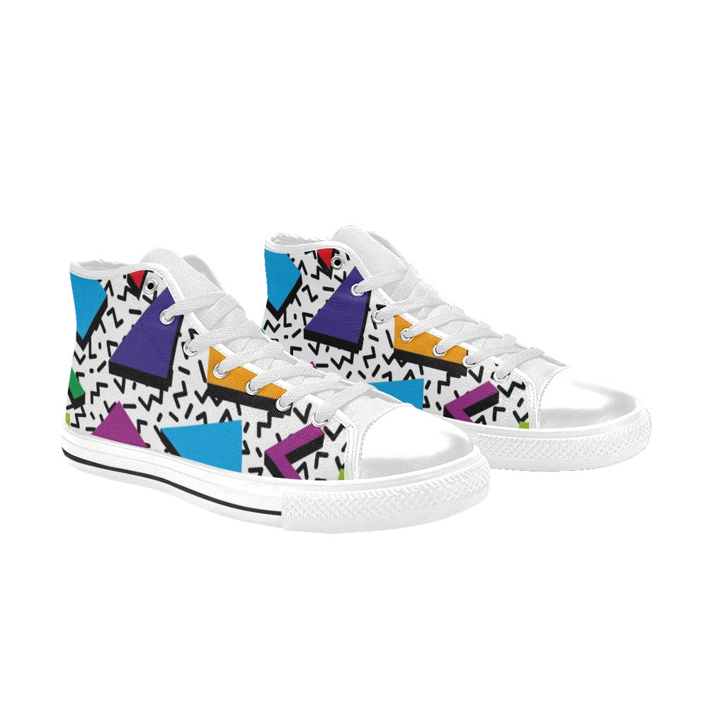 80's Abstract - Men's High Top Canvas Shoes Men's Classic High Top Canvas Shoes Printed Offshore Retro