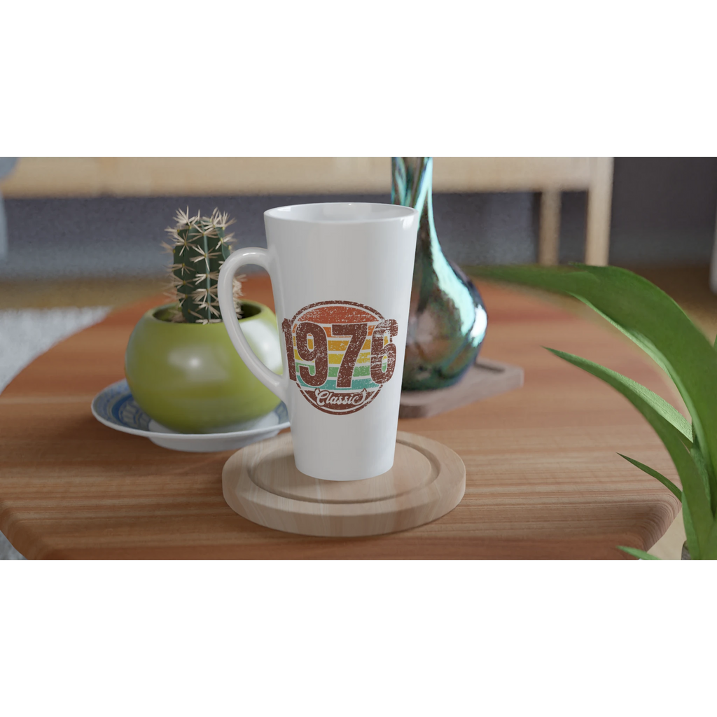 Personalised 1976 Classic White Latte 17oz Ceramic Mug Personalised Latte Mug Globally Fulfilled