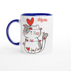 Cat Heart Meow - White 11oz Ceramic Mug with Color Inside Ceramic Blue Colour 11oz Mug animal Globally Fulfilled Love