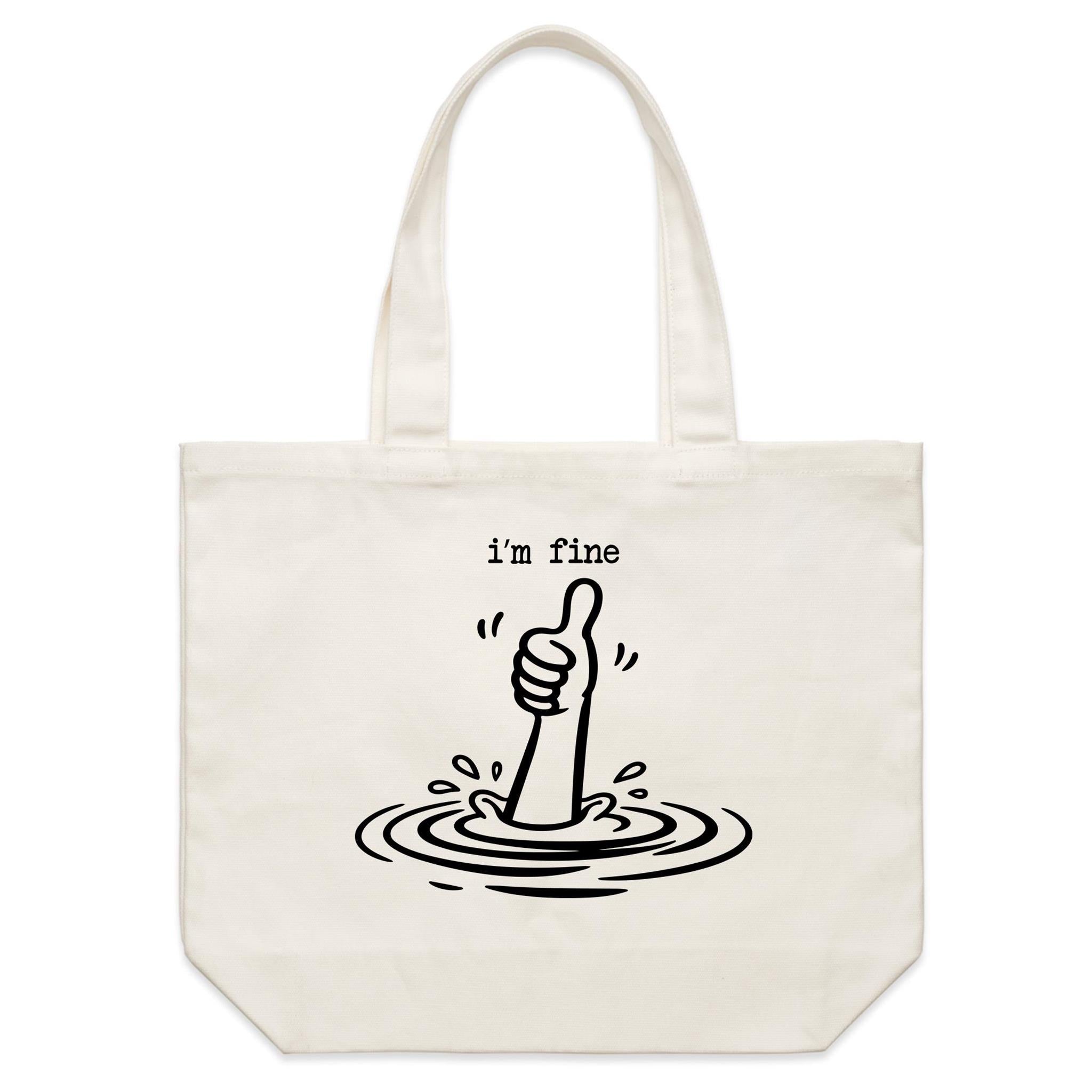 I'm Fine Drowning Thumbs Up Shoulder Canvas Tote Bag