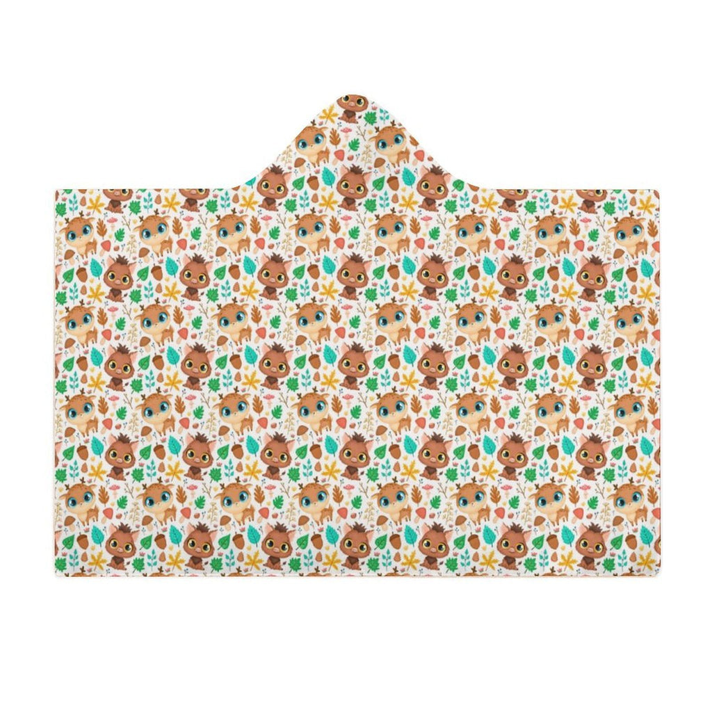 Woodland Baby Animals Kids Hooded Blanket 100cm x 130cm Kids Hooded Blanket animal Printed Offshore
