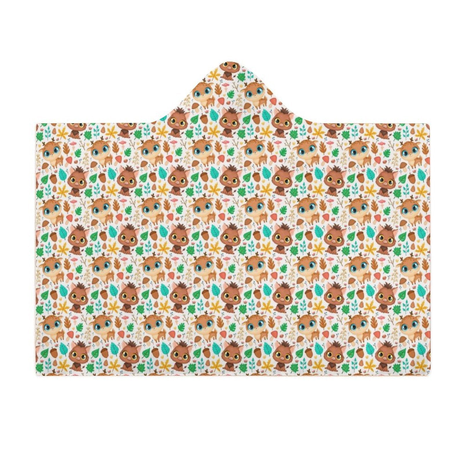 Woodland Baby Animals Kids Hooded Blanket 100cm x 130cm Kids Hooded Blanket animal Printed Offshore
