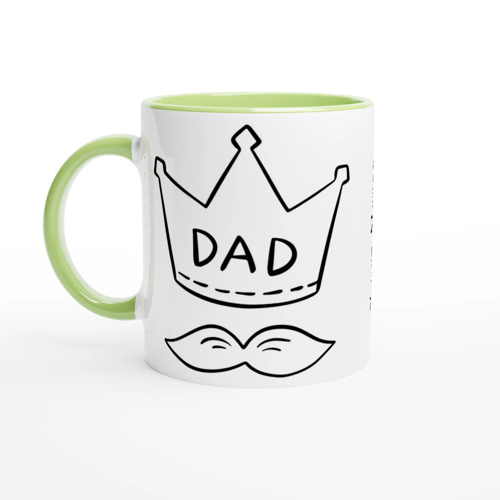 Personalised - Dad Crown And Moustache - White 11oz Ceramic Mug with Color Inside Personalised Mug Customise Dad Globally Fulfilled Personalise