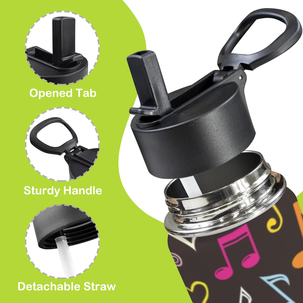 Colourful Music 12oz Kids Water Bottle with Straw Lid