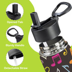 Colourful Music 12oz Kids Water Bottle with Straw Lid