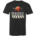 Astronaut Zebra Crossing In Space Men's AS Colour T-Shirt Black Mens T-shirt Printed In Australia Space