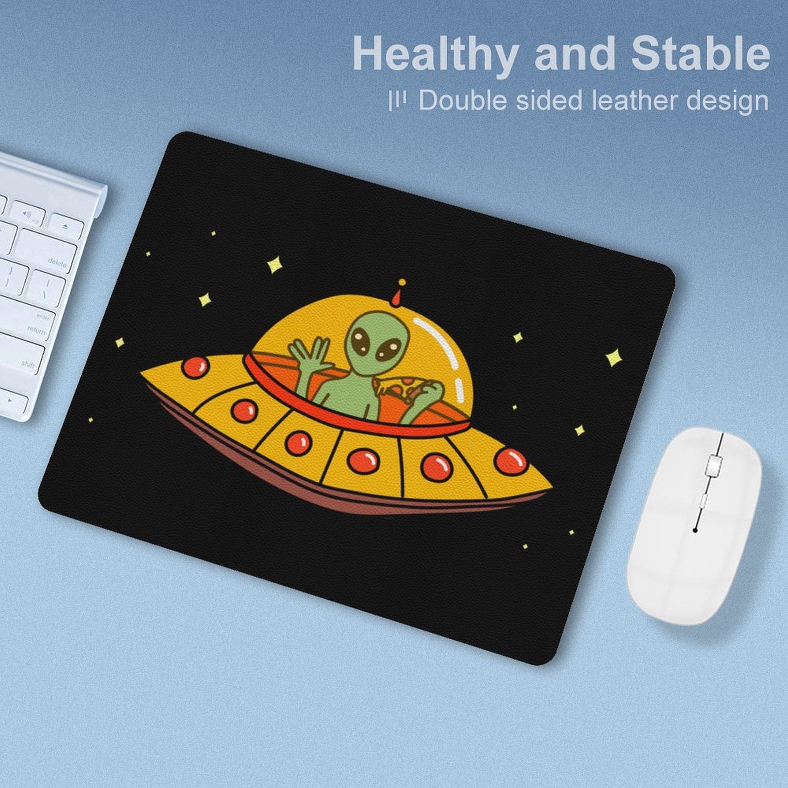 Alien Pizza - Leather Mouse Pad Leather Mouse Pad Food Printed Offshore Sci Fi