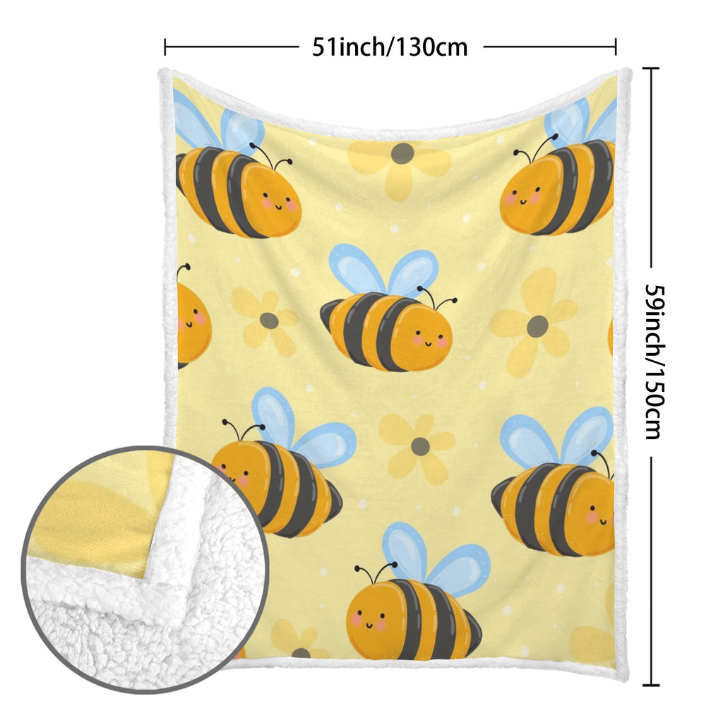 Bright Bees - Double-Layer Fleece Blanket 51"x59"