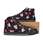 Pink Hearts - Women's High Top Canvas Shoes Womens Classic High Top Shoes Love Printed Offshore