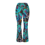 Flower It Blue High Waist Crossover Tummy Control Flare Leggings High Waist Flare Leggings Plants Printed Offshore
