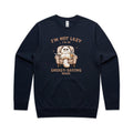 I'm Not Lazy, I'm In Energy Saving Mode, Cat AS Colour Stencil Crew Sweatshirt Unisex Navy Sweatshirt animal Printed In Australia