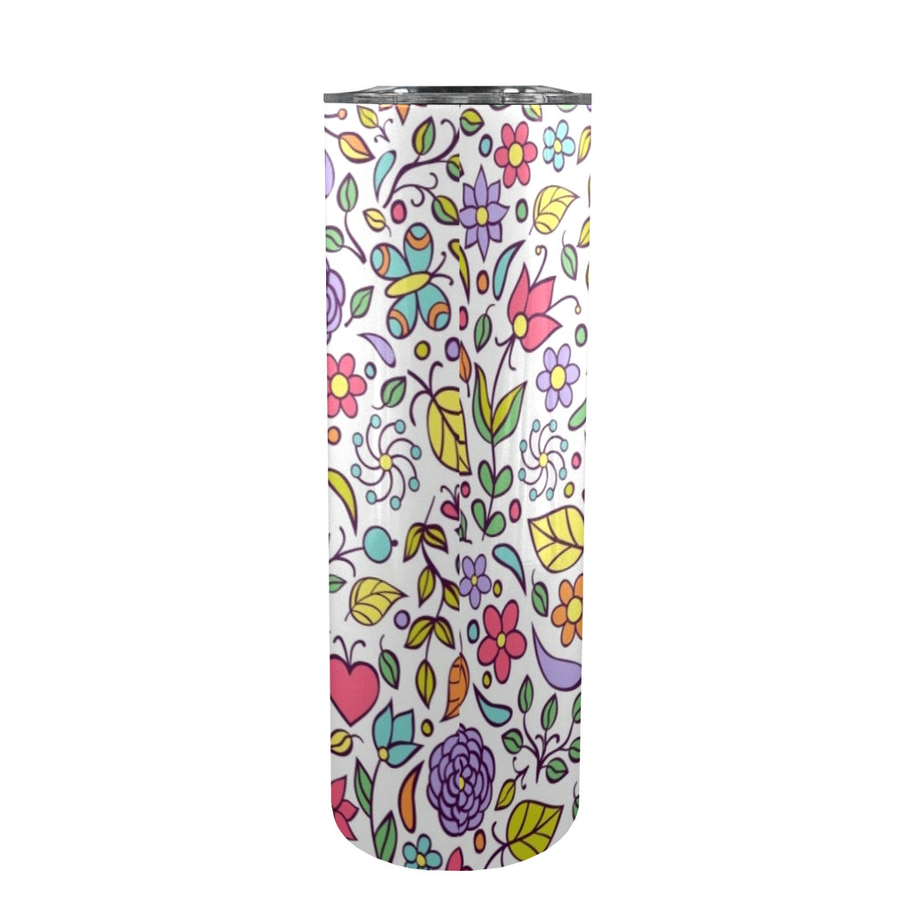 Hippie Butterfly And Flowers - 20oz Tall Skinny Tumbler with Lid and Straw