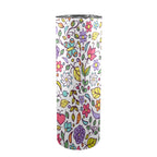Hippie Butterfly And Flowers - 20oz Tall Skinny Tumbler with Lid and Straw