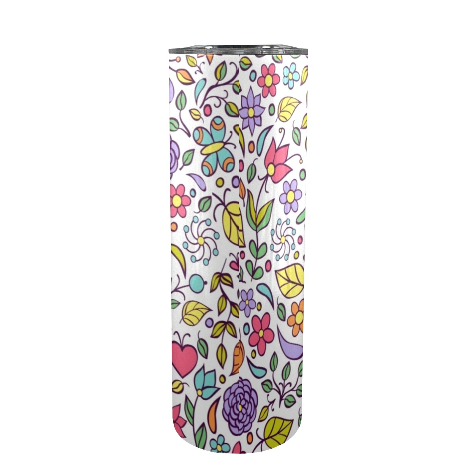 Hippie Butterfly And Flowers - 20oz Tall Skinny Tumbler with Lid and Straw