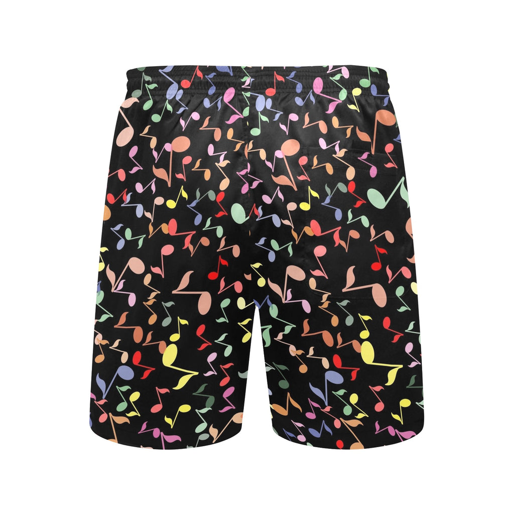 Quavers, Music Notes Men's Mid-Length Beach Shorts Men's Mid-Length Beach Shorts Music Printed Offshore