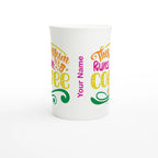 Personalised - This Mum Runs On Coffee - White 10oz Porcelain Slim Mug Personalised Porcelain Mug customise Globally Fulfilled Mum personalise