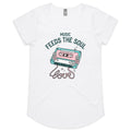 Music Feeds The Soul Women's AS Colour Scoop Neck T-Shirt White Womens Scoop Neck T-shirt Music Printed In Australia