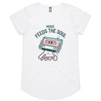 Music Feeds The Soul - Womens Scoop Neck T-Shirt White Womens Scoop Neck T-shirt Music Printed In Australia