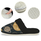 Planets Men's Fur Trim Thick-Sole Indoor Slippers Men's Fur Trimmed Slippers Printed Offshore Space