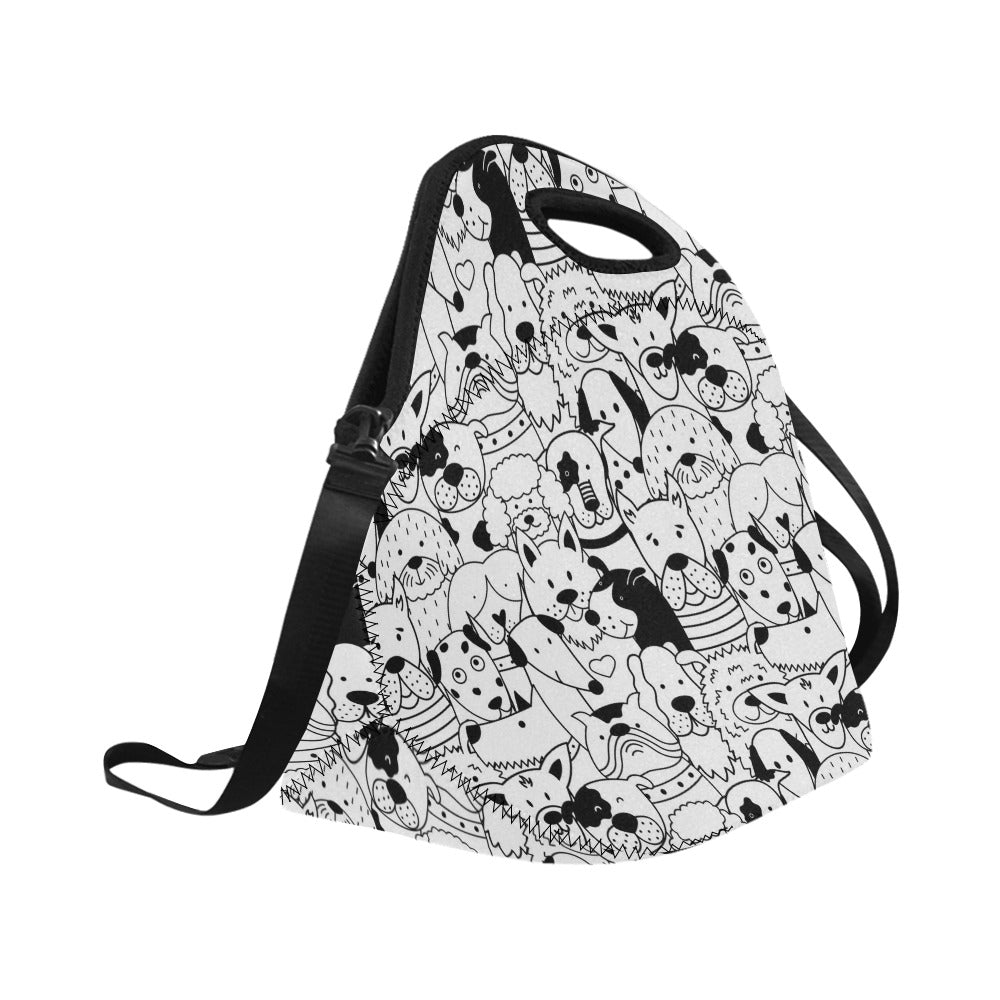 Black And White Dogs - Neoprene Lunch Bag Neoprene Lunch Bag Printed Offshore
