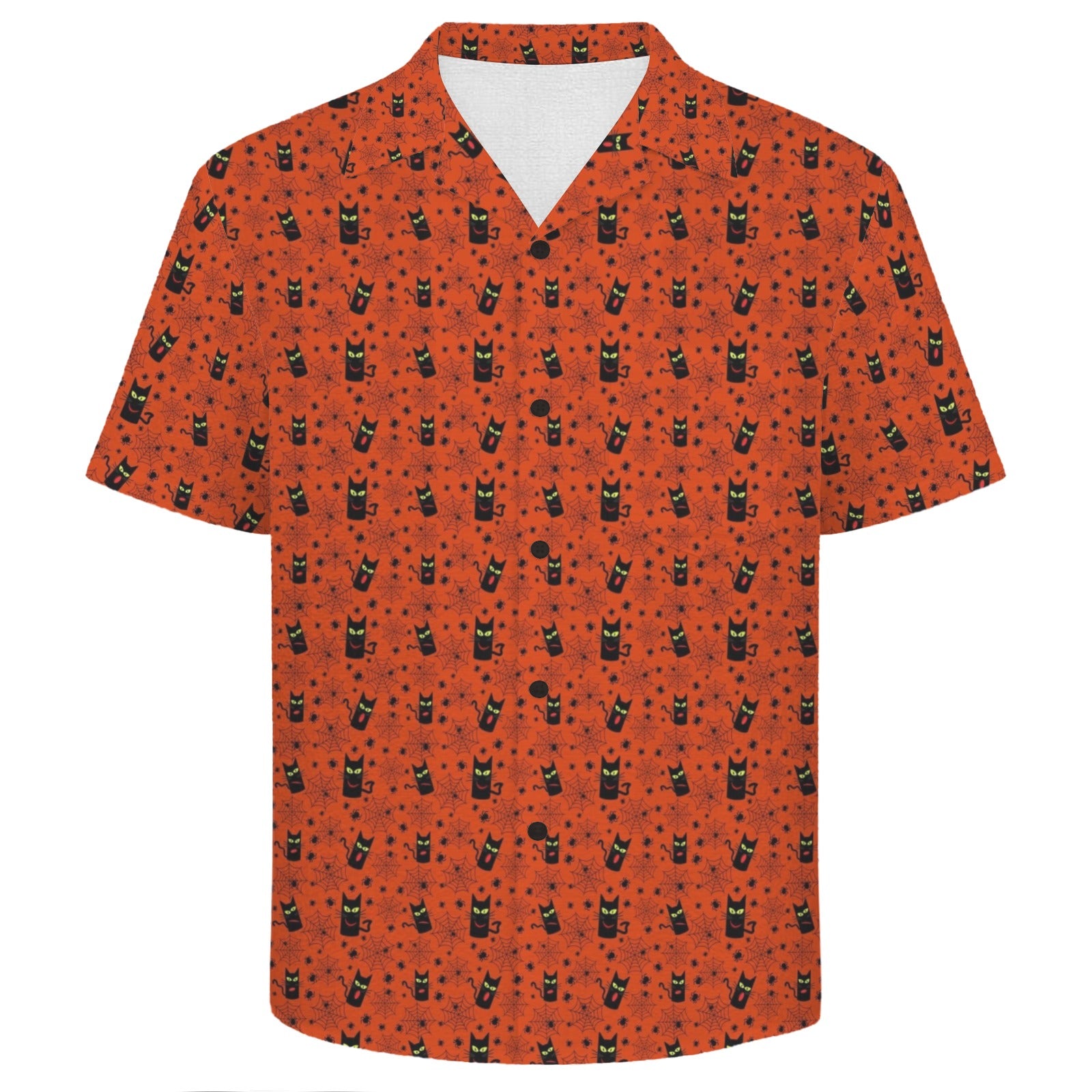 Halloween Black Cats Men's Crinkle Hawaiian Shirt