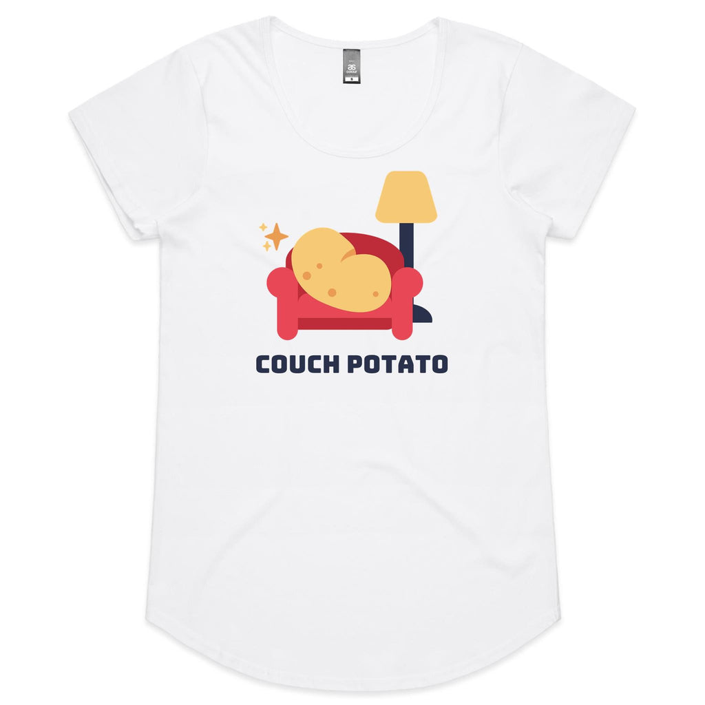 Couch Potato - Womens Scoop Neck T-Shirt White Womens Scoop Neck T-shirt Food Printed In Australia