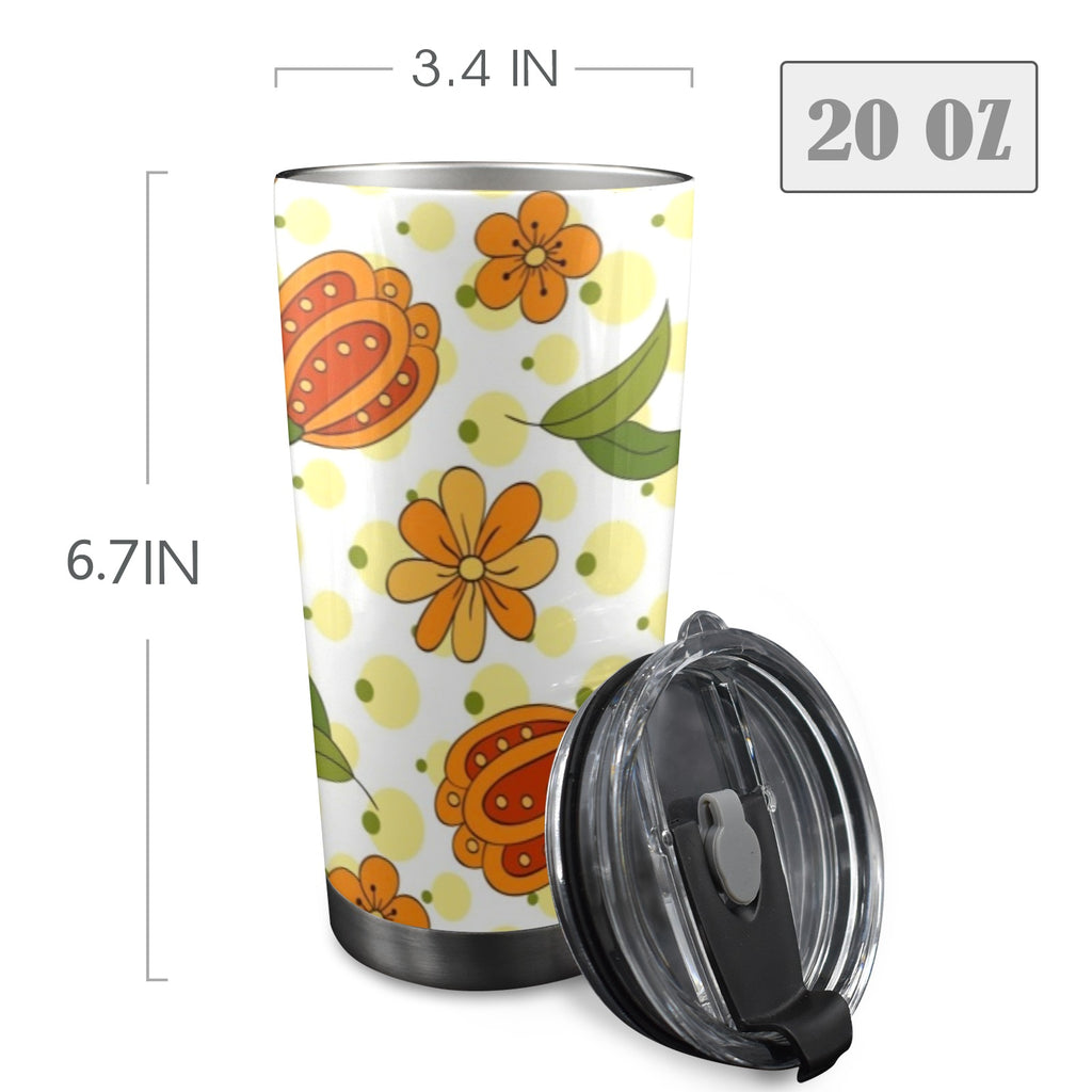 Graphic Floral 20oz Mobile Tumbler with Lid (Black Lock) 20oz Travel Mug Plants Printed Offshore