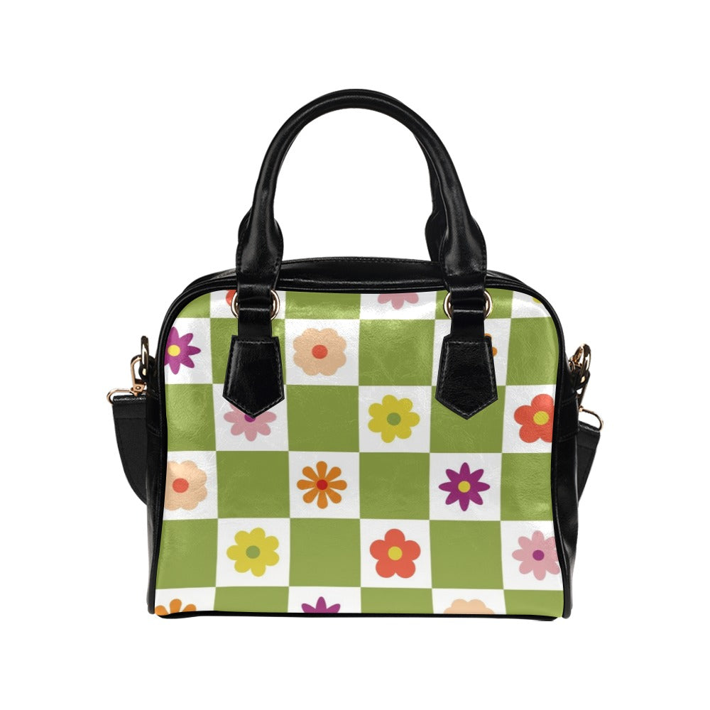 Flower Check Shoulder Handbag