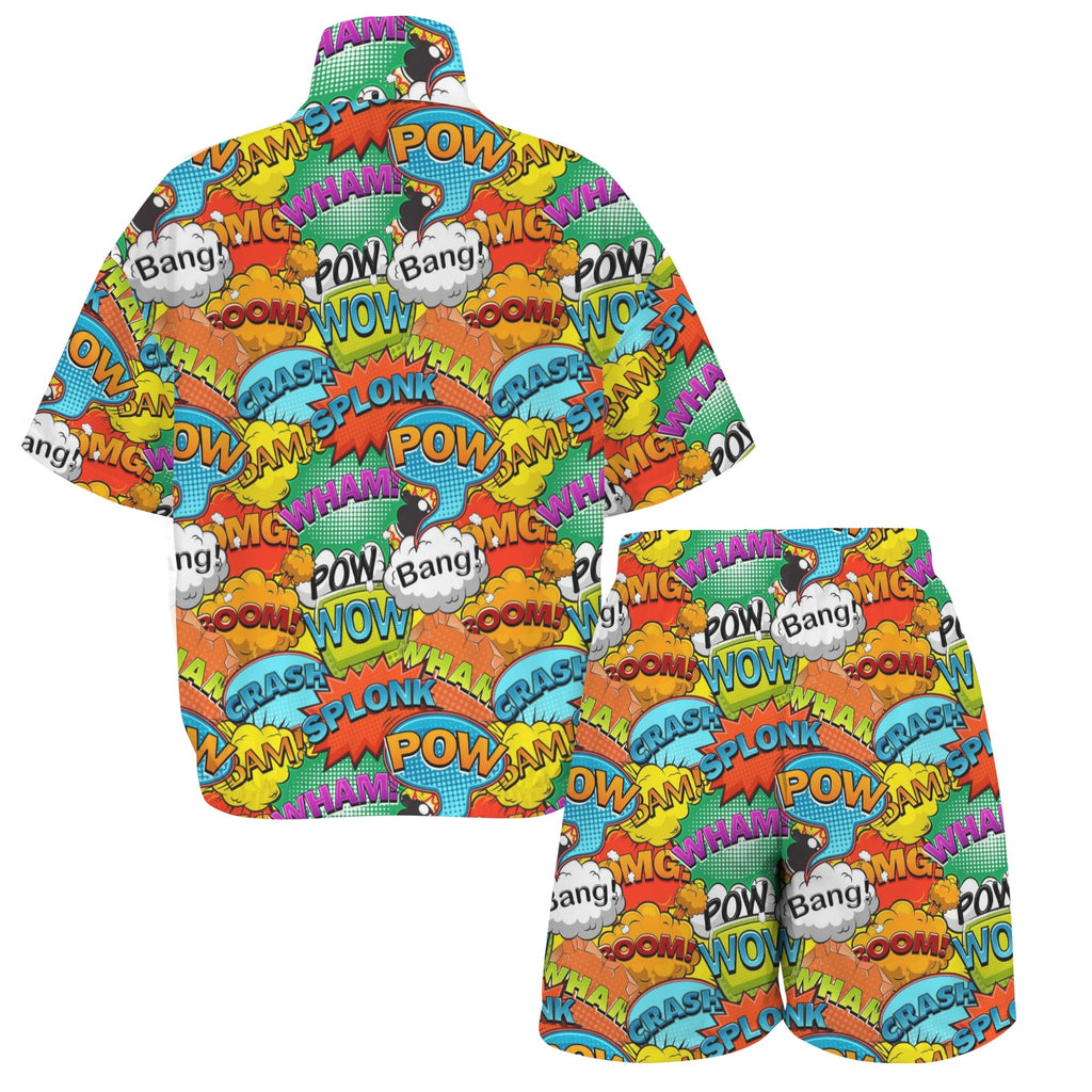 Comic Book 2 Women's Windbreaker Short Set Women's Windbreaker Short Set comic Printed Offshore